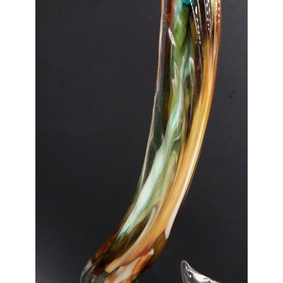 Vintage Hand Blown Art Glass Roadrunner or Pheasant 18" Tall Colorful - Picture 3 of 16